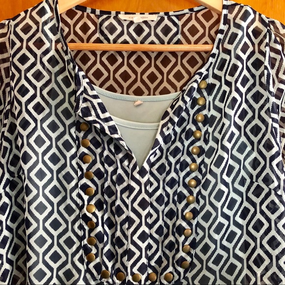 41 Hawthorn | Sheer Blue 3/4 Sleeve Top with Tank - Picture 1 of 8